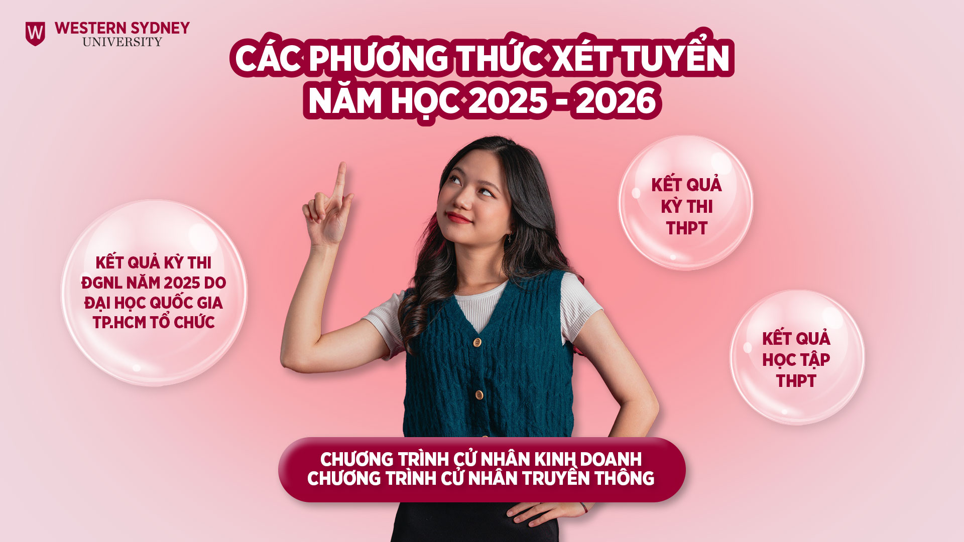 Các phương thức xét tuyển chương trình Cử nhân Western Sydney năm học 2025 – 2026